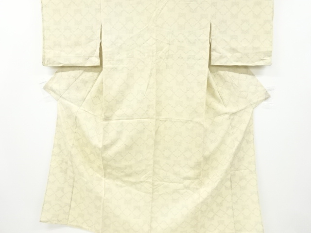 JAPANESE KIMONO / ANTIQUE HITOE KIMONO / SILK / HAND WOVEN TSUMUGI / GEOMETRIC PATTERN